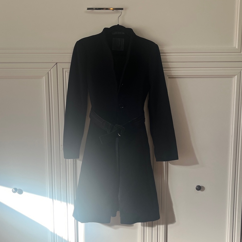 Zara Woman Black Belted Coat